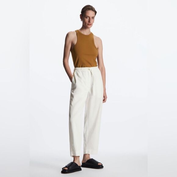 NEW COS Barrel-Leg Drawstring Trousers in Ivory - Picture 3 of 12
